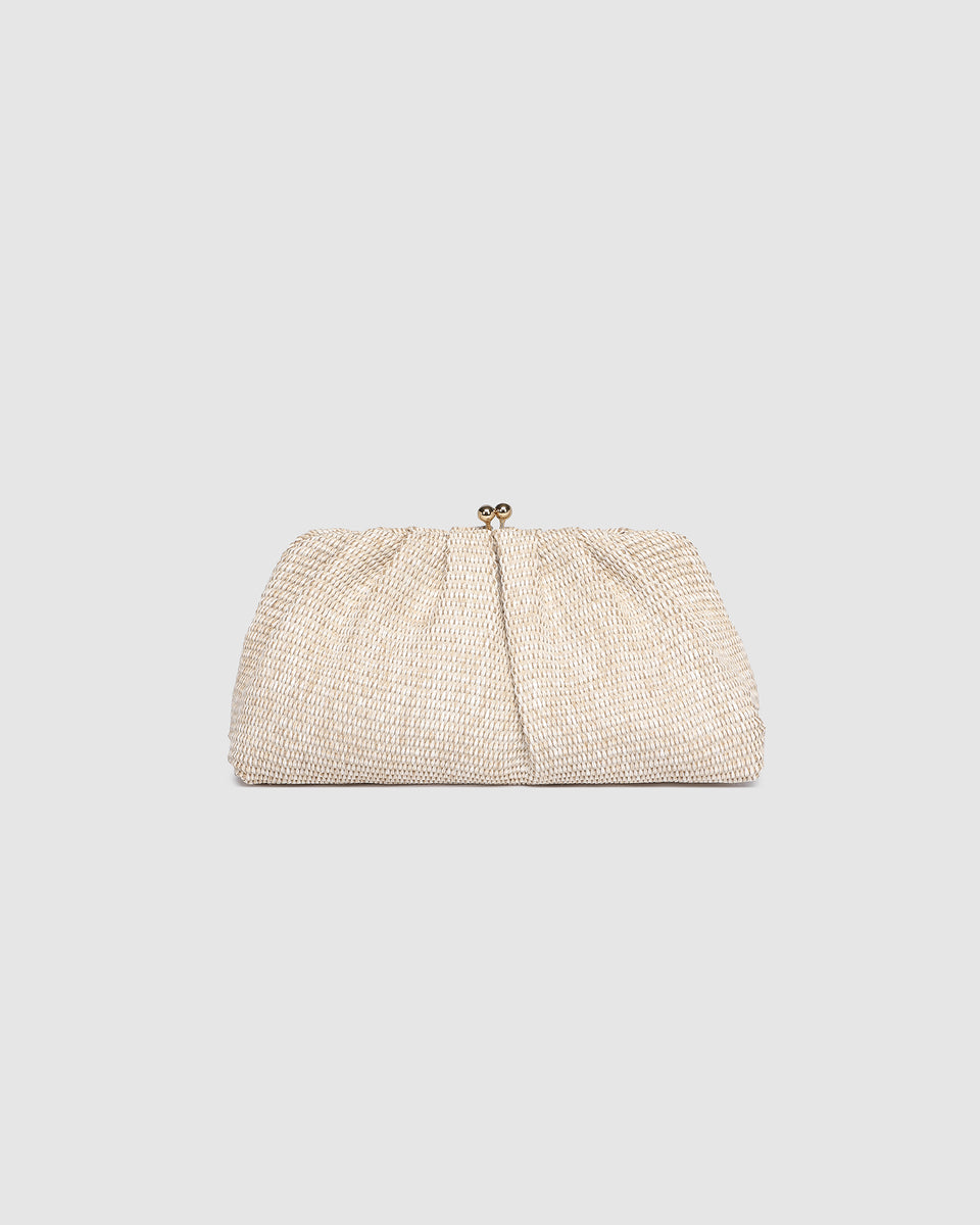 Buy The Goldie Clutch Raffia Vanilla Online – Louenhide