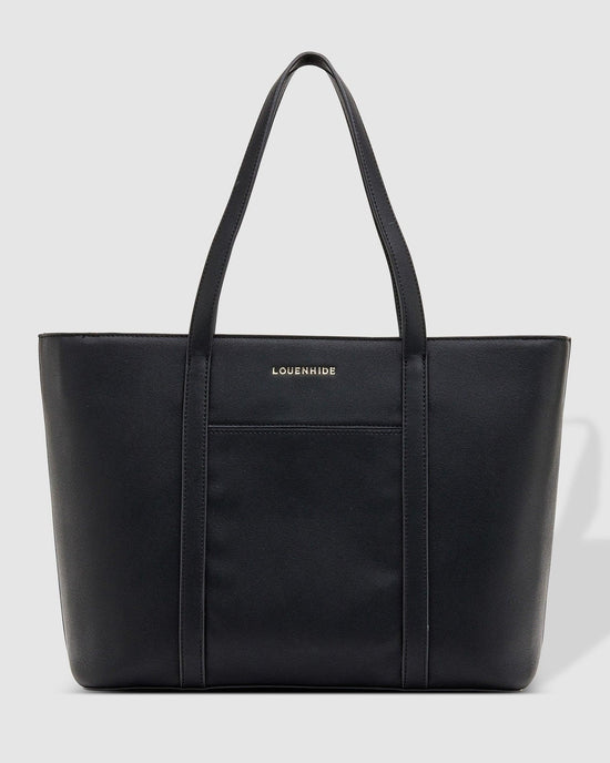 Louenhide Malibu Black Laptop Bag in vegan leather - front view 