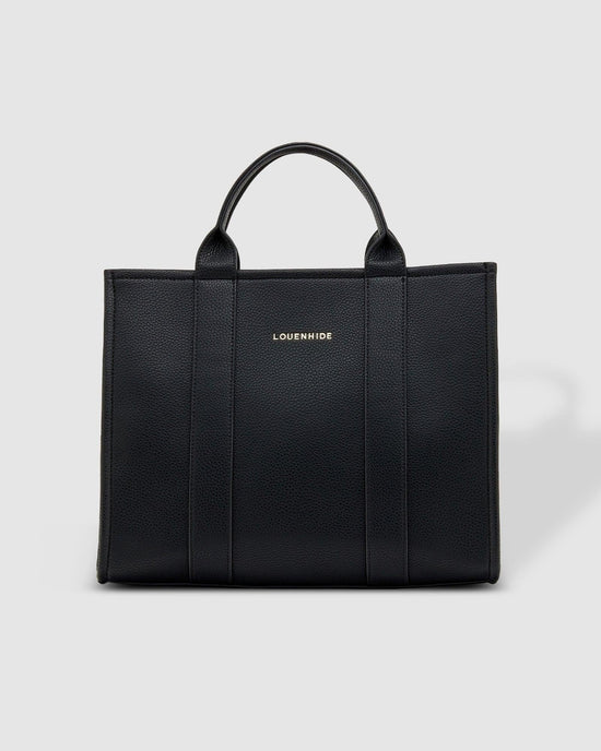 Louenhide Manhattan Work Bag in black vegan leather - front view