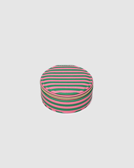 Sisco Stripe Jewellery Box - Green/Bubblegum Pink