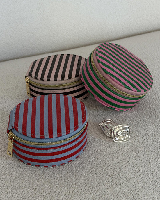 Sisco Stripe Jewellery Box - Pink/Choc
