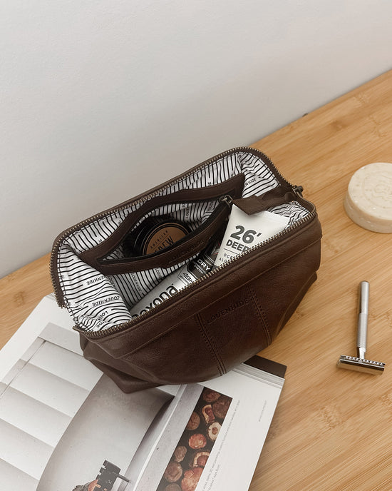 Albie Cosmetic Case -  Saddle Chocolate