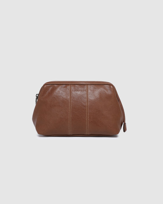 Albie Cosmetic Case -  Saddle Cognac