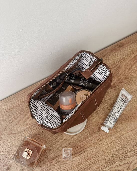 Albie Cosmetic Case -  Saddle Cognac