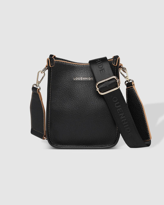 Louenhide Parker Crossbody Phone Bag in black vegan leather - front view