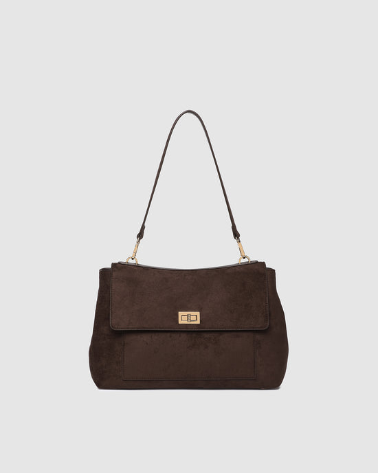 Arden Suedette Shoulder Bag - Chocolate