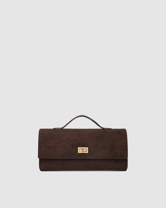 Delaney Suedette Clutch - Chocolate