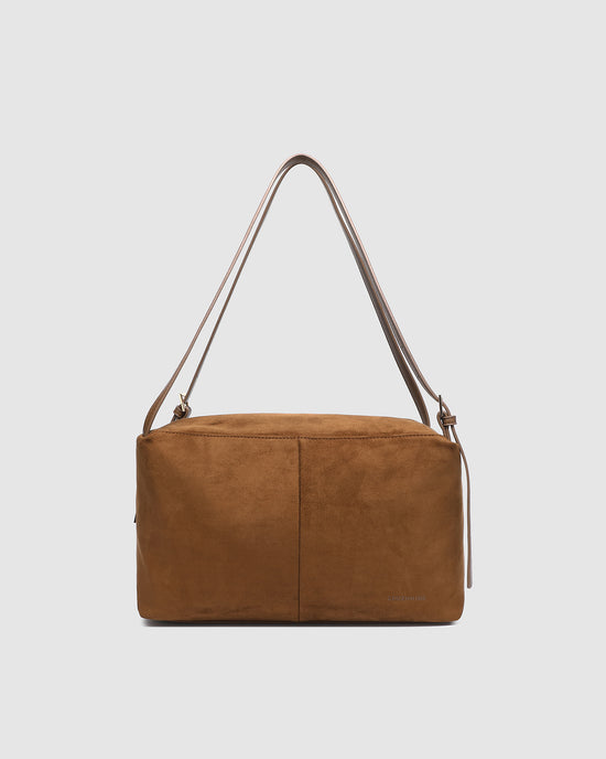 Marissa Suedette Shoulder Bag - Cognac
