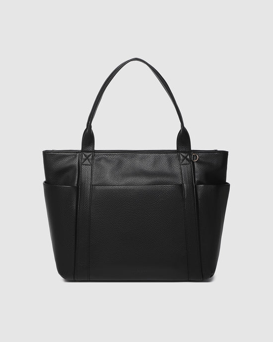 Louenhide vegan leather black Chicago tote bag front view