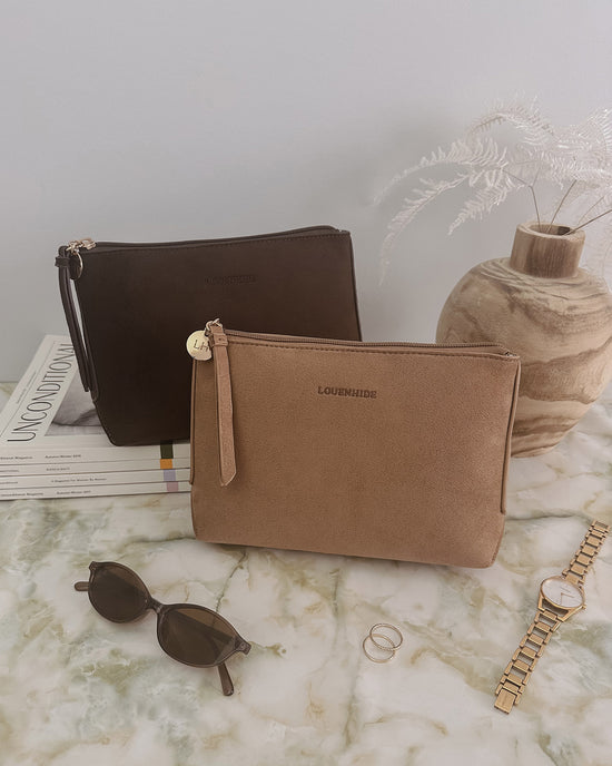 The Everyday Suedette Pouch - Chocolate