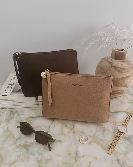 The Everyday Suedette Pouch - Honey