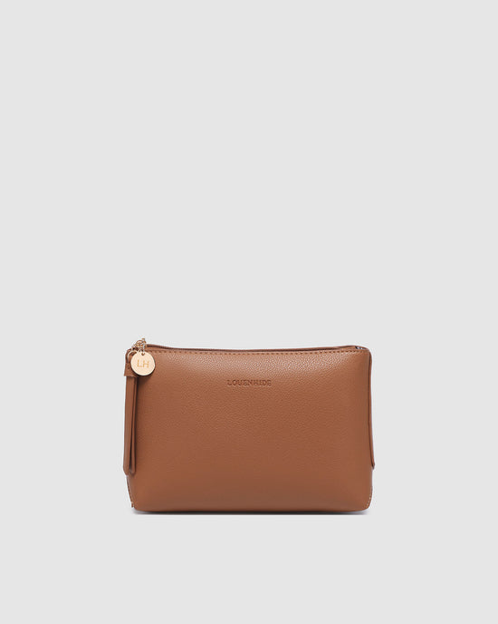 Louenhide vegan leather toffee Everyday Pouch front view