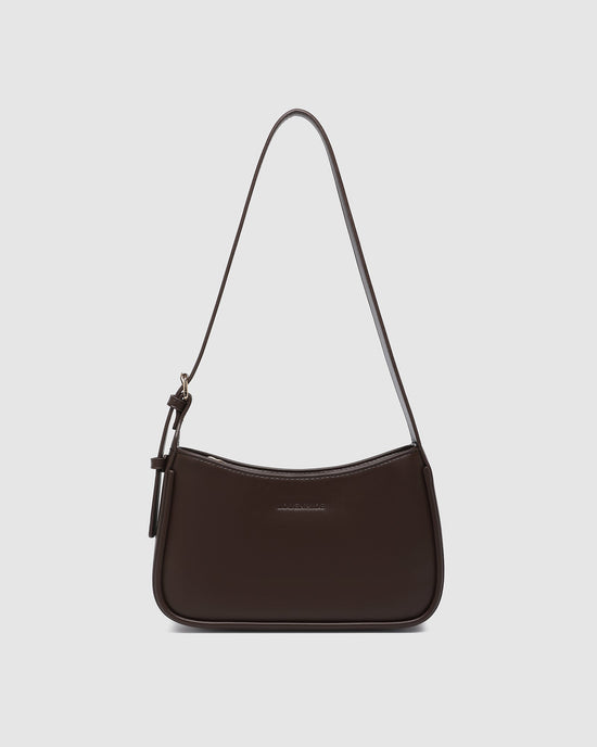 Louenhide Ivy Shoulder Bag in chocolate vegan leather - front view
