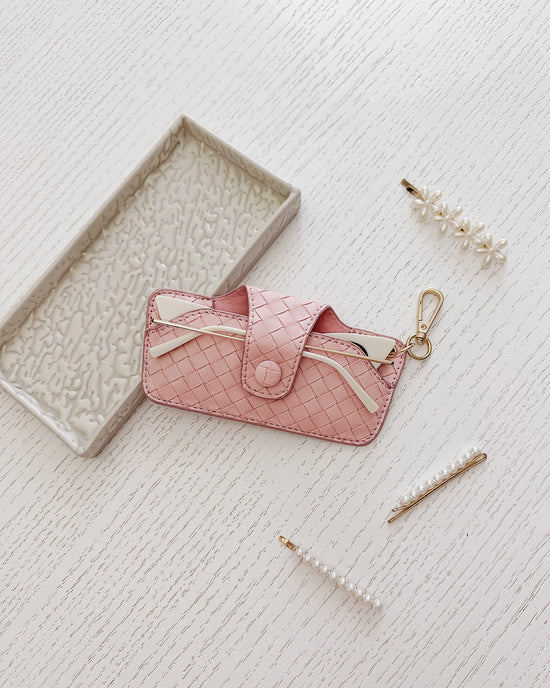Skittle Sunglass Case - Woven Pastel Pink