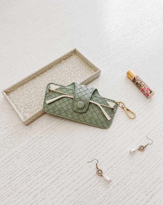 Skittle Sunglass Case - Woven Sage Green