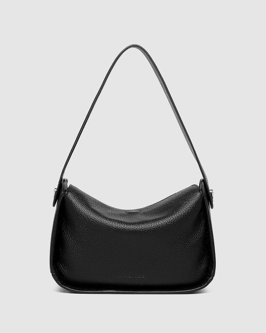 Louenhide Maddie Shoulder Bag in black vegan leather - front view