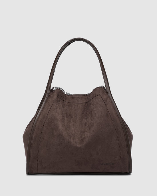 Sutton Suedette Shoulder Bag - Chocolate