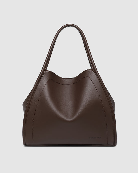 Louenhide Sutton Tote Bag in chocolate vegan leather - front view