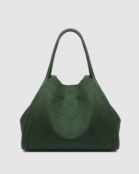 Sutton Suedette Shoulder Bag - Forest Green