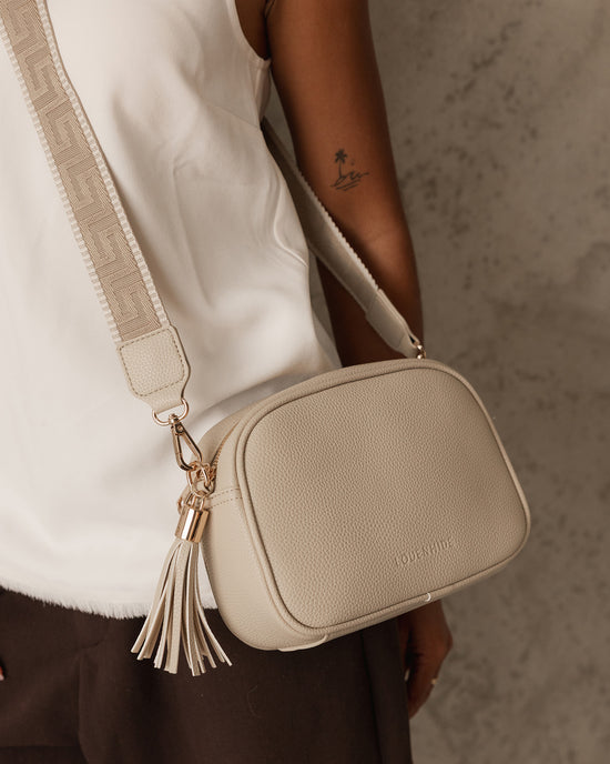 Louenhide Jacinta Gia Crossbody Bag styled with bonus crossbody strap and removable vegan leather tassel