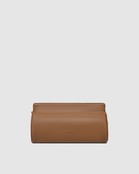 Louenhide vegan leather toffee Margot hair tool travel case front view