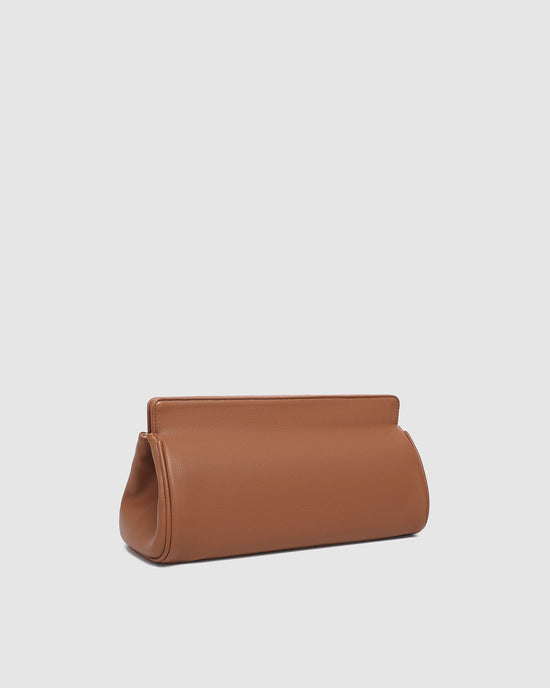 Louenhide vegan leather toffee Margot hair tool travel case side angle view