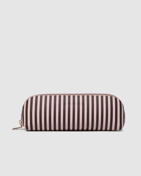 Jayne Stripe Makeup Bag - Pink/Chocolate