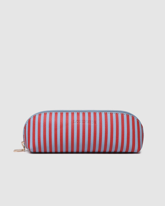 Jayne Stripe Makeup Bag - Red/Sky Blue