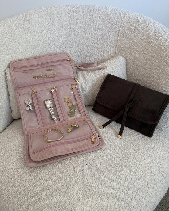 Carla Suedette Jewellery Sleeve - Chocolate