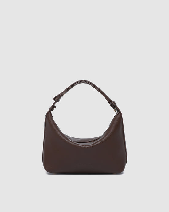 Louenhide vegan leather chocolate Madeline shoulder bag front view