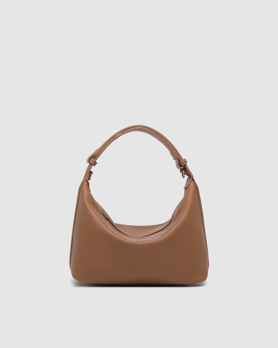 Louenhide vegan leather toffee Madeline shoulder bag front view