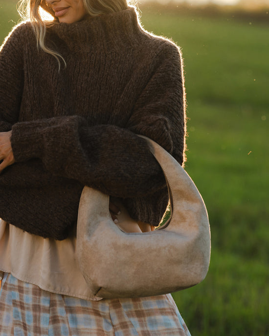 Mini Monaco Suedette Shoulder Bag - Blonde