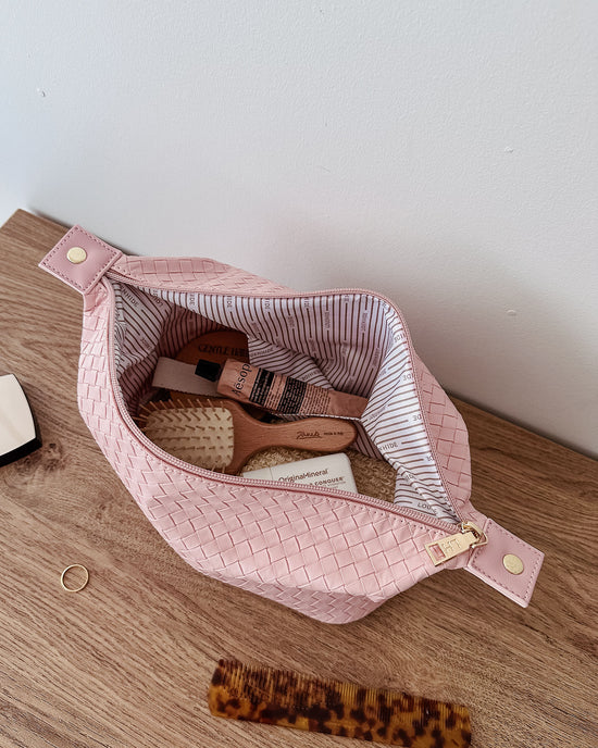 Lucinda Woven Cosmetic Case - Pink