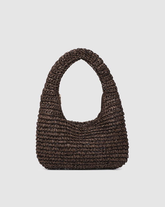 Nellie Shoulder Bag - Raffia Chocolate