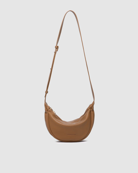Louenhide vegan leather toffee Sylvia crossbody bag front view