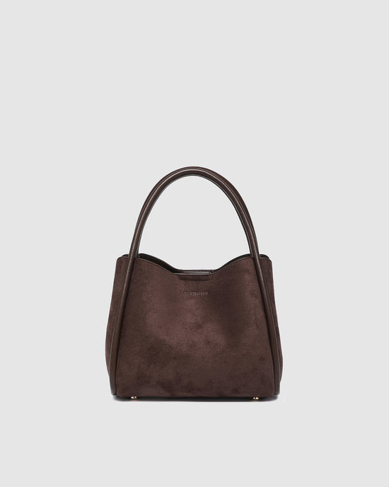 Steffie Suedette Mini Tote Bag - Chocolate