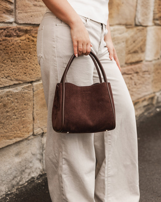 Steffie Suedette Mini Tote Bag - Chocolate
