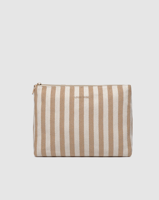 Nala Makeup Bag - Beige Stripe