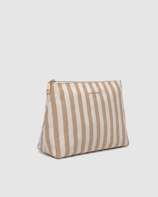 Nala Makeup Bag - Beige Stripe