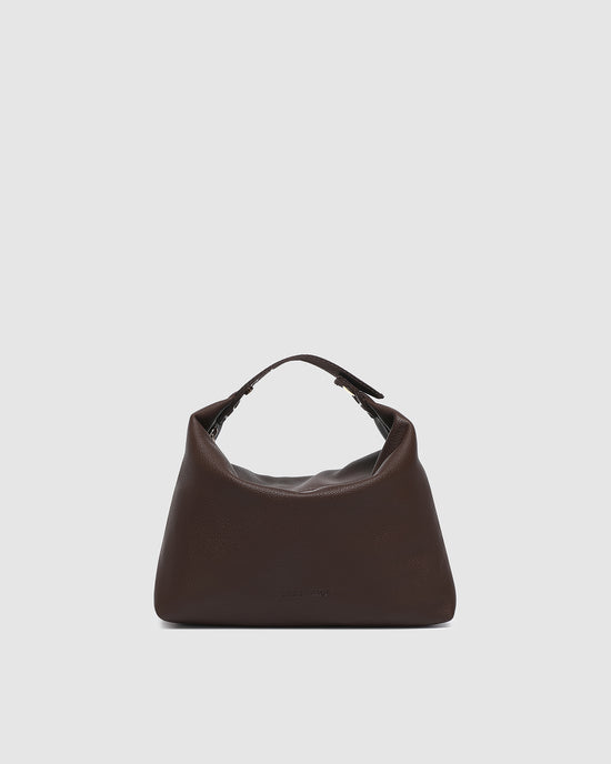 Louenhide vegan leather chocolate Duke cosmetic bag makeup bag front view