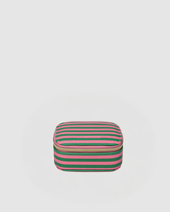 Suzie Stripe Jewellery Box - Green/Bubblegum Pink