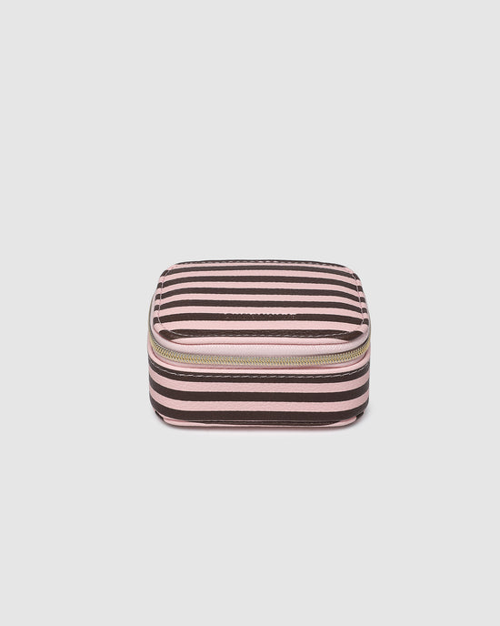 Suzie Stripe Jewellery Box - Pink/Chocolate