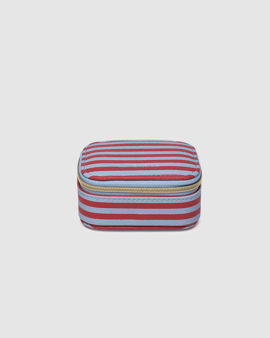 Suzie Stripe Jewellery Box - Red/Sky Blue