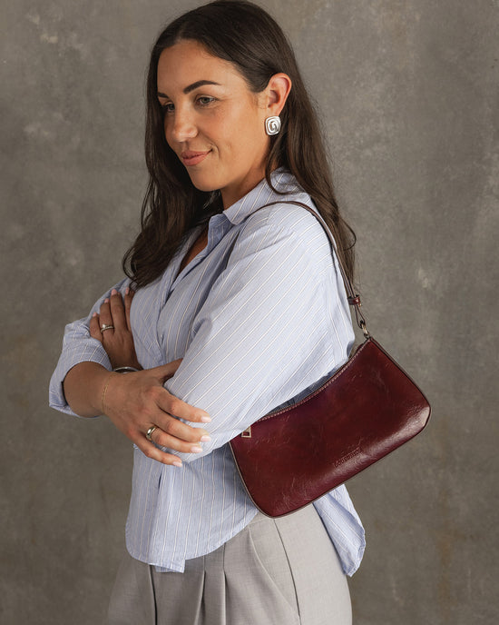 Jacqueline Shoulder Bag - Burgundy Patent