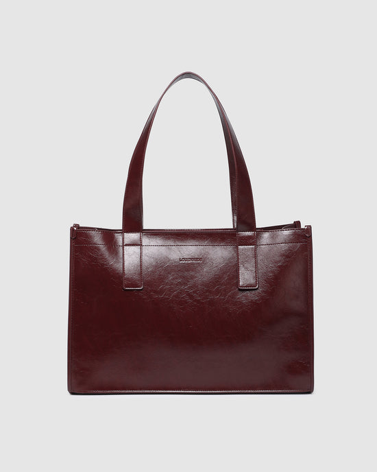 Riley Tote Bag - Burgundy Patent