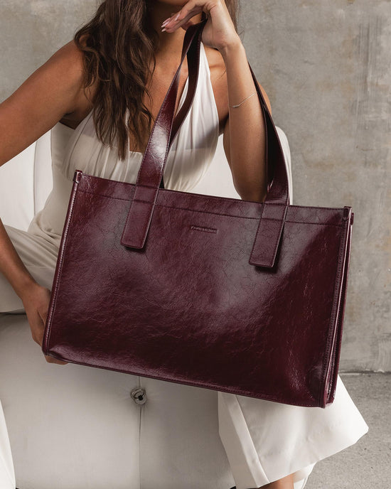 Riley Tote Bag - Burgundy Patent
