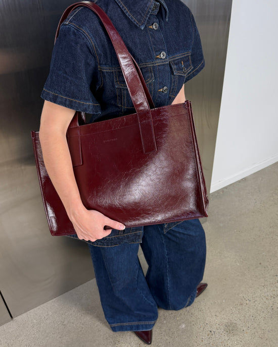 Riley Tote Bag - Burgundy Patent