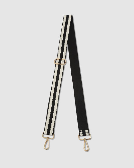 Stripe Webbing Bag Strap - Black / Black