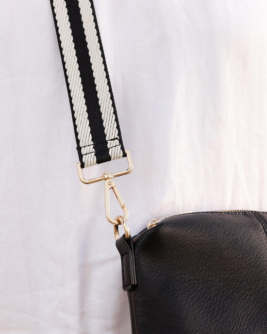 Stripe Webbing Bag Strap - Black / Black