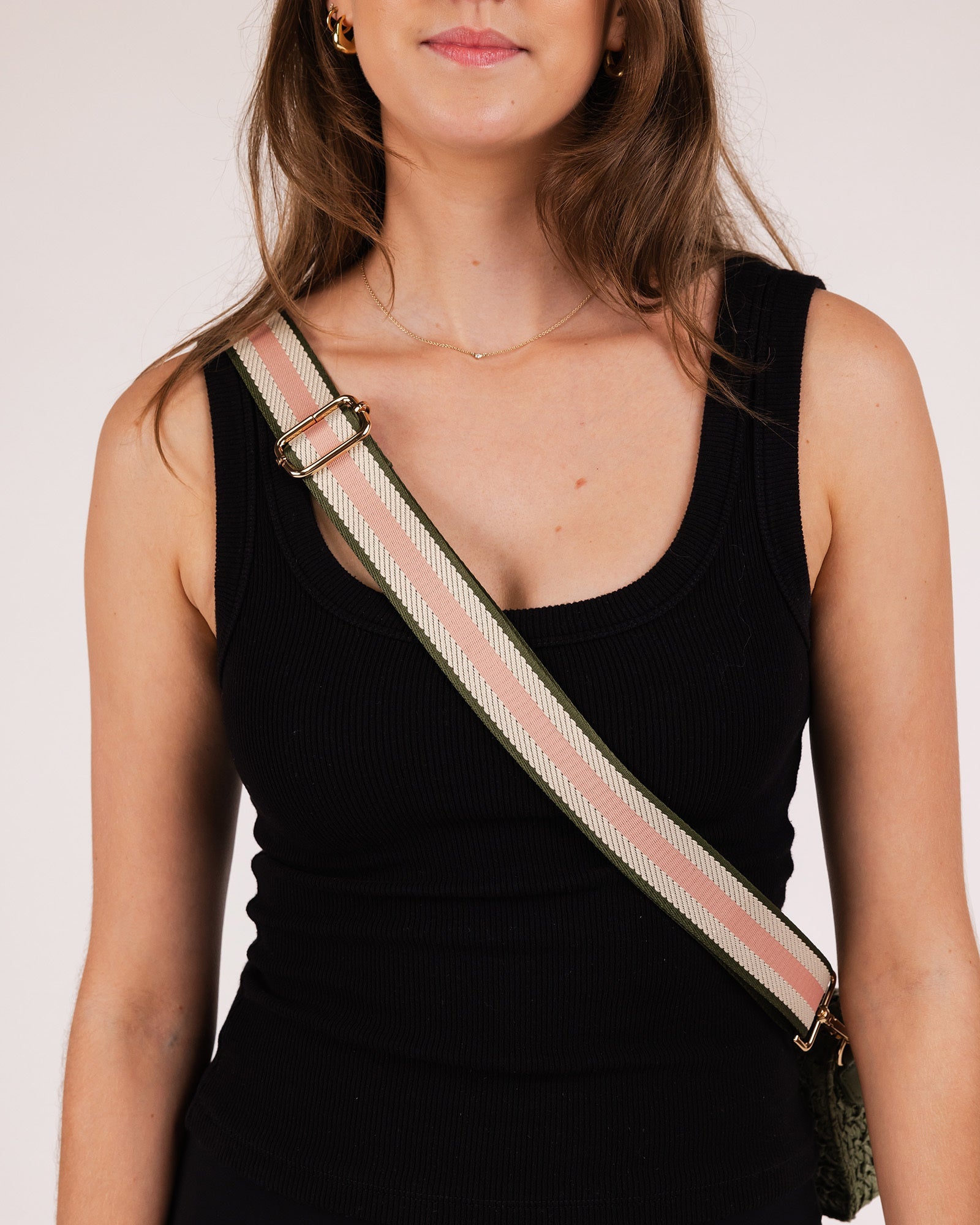 Bag Strap | Khaki/Rose Gold Stripe